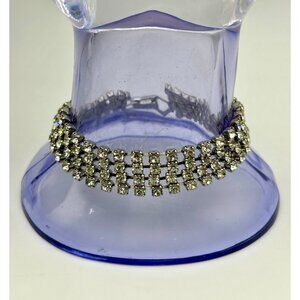 La Rel 1950-60s Rhinestone Bracelet-Prong Set 4-Row Clear Crystals